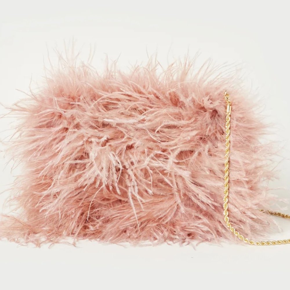 LOEFFLER RANDALL Zahara Blush Mini Feather Pouch